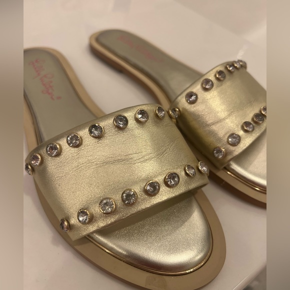 Lilly Pulitzer Rachel Gold Slides- Size 8 - Picture 3 of 4